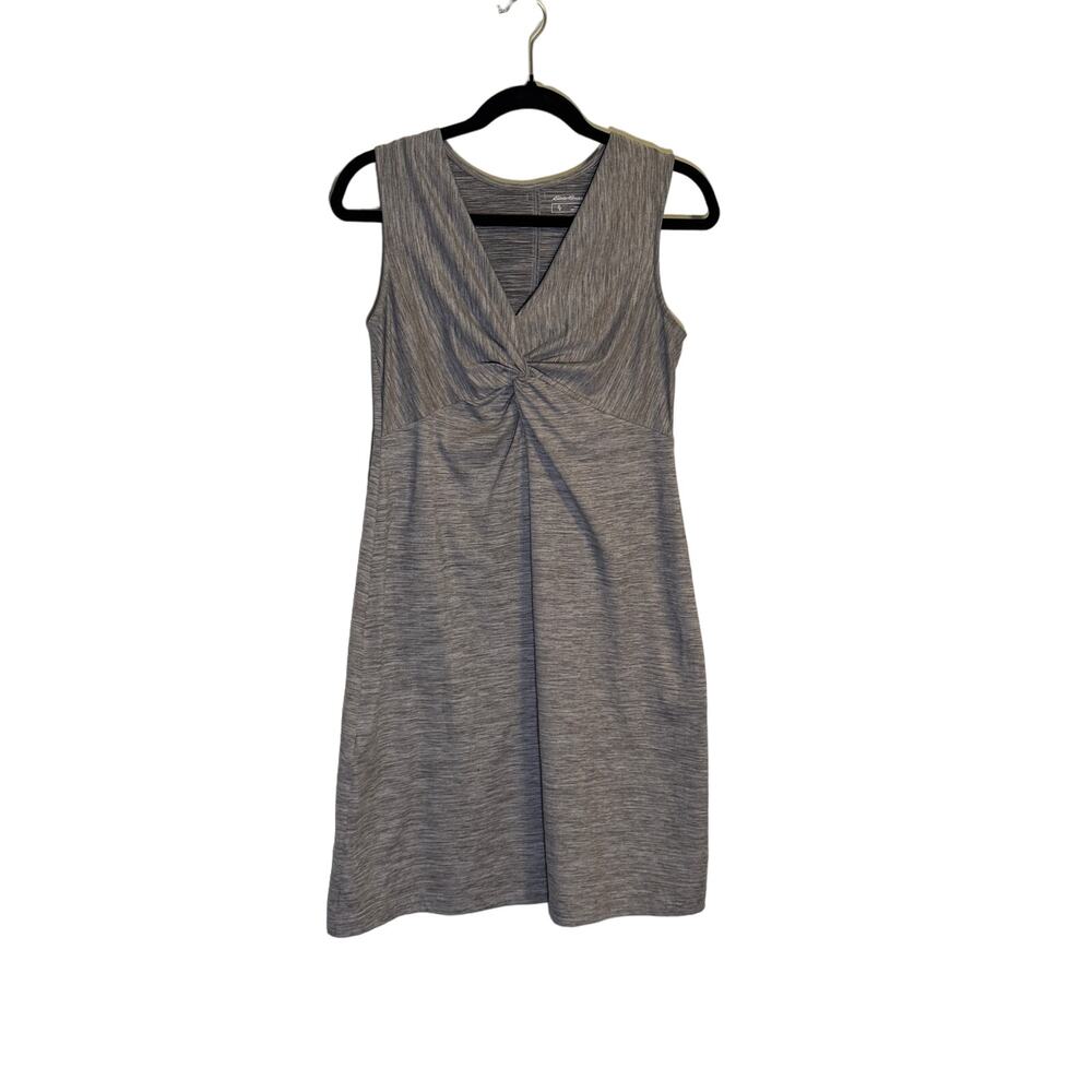Eddie Bauer Women's Gray Twist Front V-Neck Sleeveless A-Line Dress Size Small